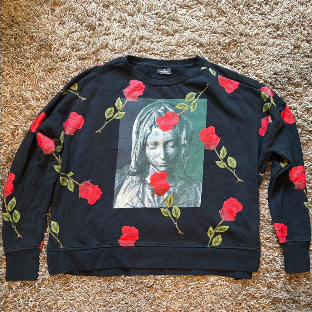 Marcelo Burlon County of Milan Madonna Rose Crew Neck Sweatshirt